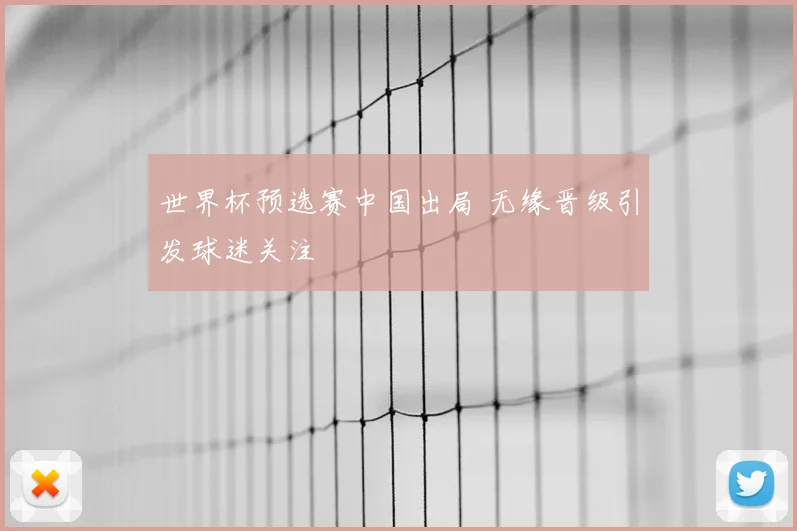 世界杯预选赛中国出局 无缘晋级引发球迷关注